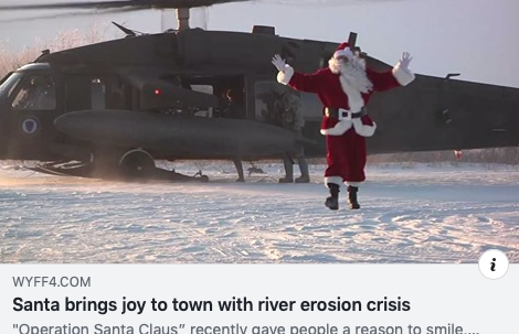 Santa arrives by helicopter